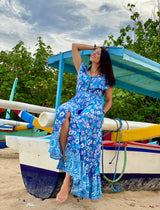 Ariel Maxi Floral Blue Dress