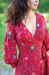 Queen Wrap Red Chili Dress