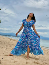Ariel Maxi Floral Blue Dress