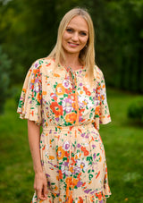 Agny Orange Flowers Dress
