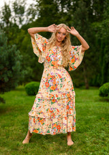 Agny Orange Flowers Dress