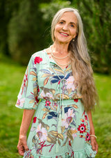 Agny Green Flowers Dress