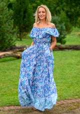 Ariel Maxi Floral Blue Dress