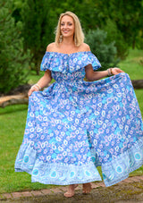 Ariel Maxi Floral Blue Dress
