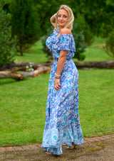 Ariel Maxi Floral Blue Dress