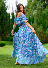 Ariel Maxi Floral Blue Dress