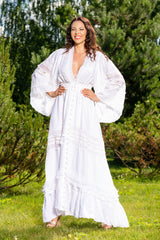 White Swan Linen Wedding Dress