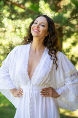 White Swan Linen Wedding Dress