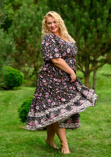 Polka Mix Flowers Midi Plus Dress
