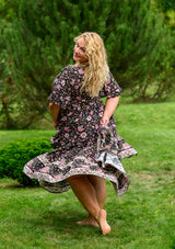 Polka Mix Flowers Midi Plus Dress
