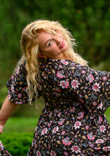 Polka Mix Flowers Midi Plus Dress