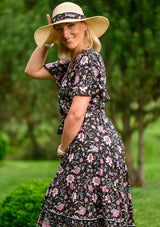 Polka Mix Flowers Midi Dress