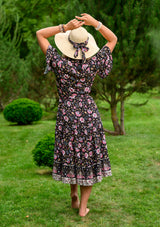 Polka Mix Flowers Midi Dress