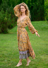 Simona Gold Mustard Dress