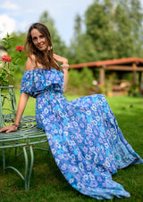 Ariel Maxi Floral Blue Dress