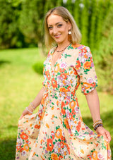 Isabella Orange Flowers Garden Dress