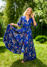 Isabella Mix Flowers Blue Dress