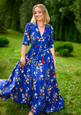 Isabella Mix Flowers Blue Dress
