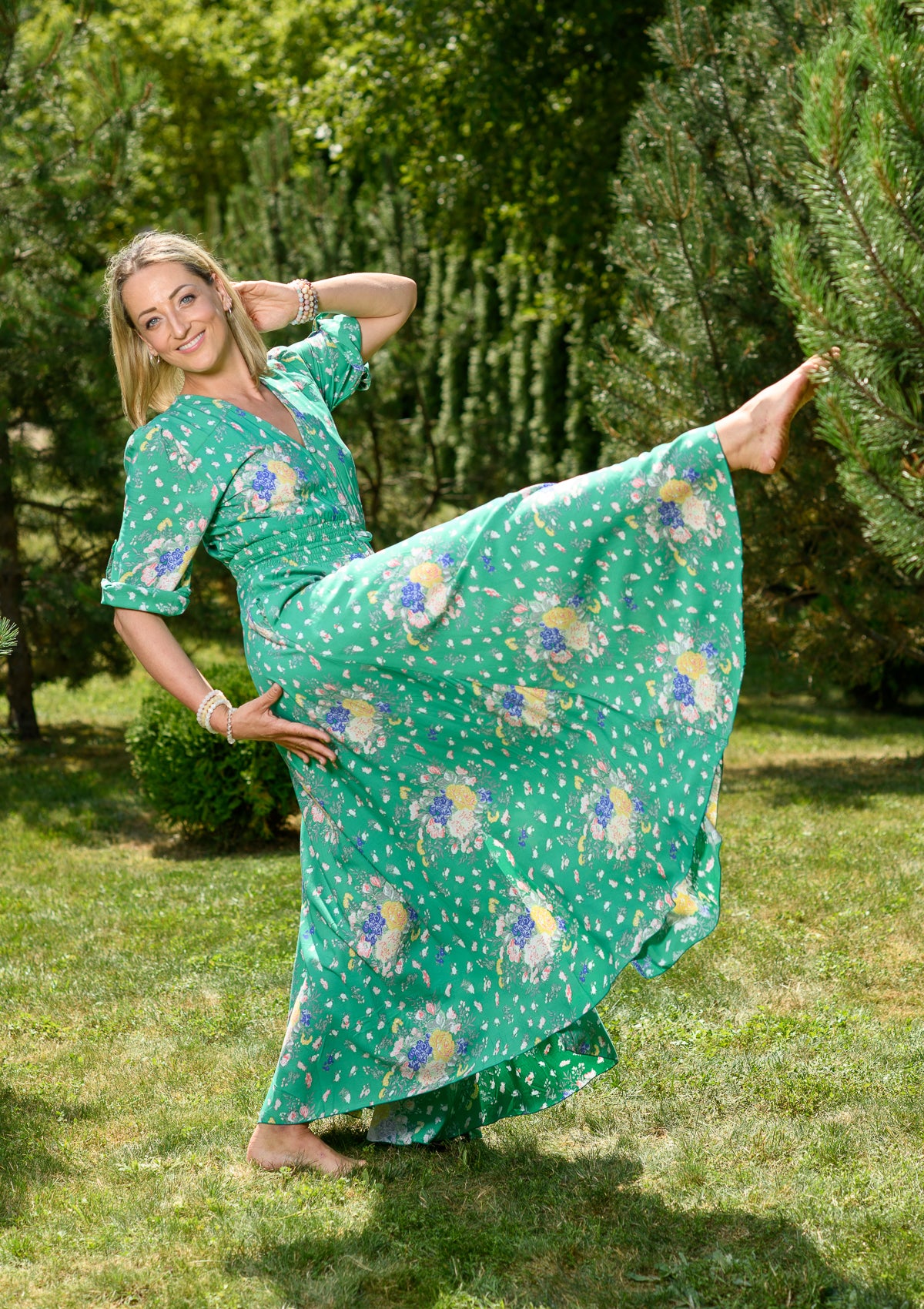 Isabella Green Flowers Garden Dress | Bali Handmade Colorful Dresses My Flower Dress Isabella Green Flowers Garden Dress | Bali Handmade Colorful Dresses My Flower Dress