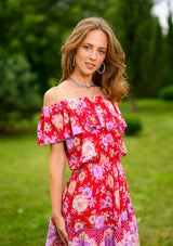 Lolita Red Mix Flowers Dress