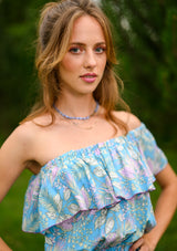 Lolita Mini Pink Flowers Blue Dress