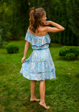 Lolita Mini Pink Flowers Blue Dress