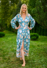 Queen Wrap Green Flowers Dress