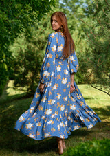 Simona Blue White Flowers Dress