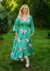Simona Green Flowers Garden Dress
