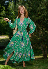 Simona Green Flowers Garden Dress