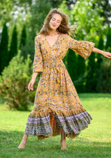 Simona Gold Mustard Dress