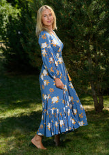 Simona Blue White Flowers Dress