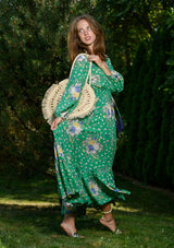 Simona Green Flowers Garden Dress