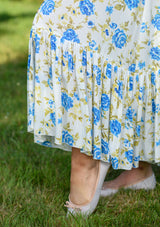 Simona Blue Roses White Dress
