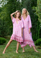 Pancho Pink Wit Flowers Dress