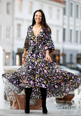 Francesca Mix Flowers Black Dress