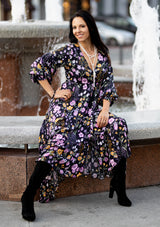 Francesca Mix Flowers Black Dress