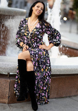 Francesca Mix Flowers Black Dress