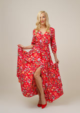 Isabella Mix Flowers Red Dress