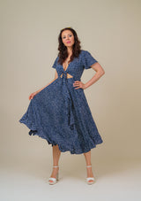 Nina Tie Front Blue Dress