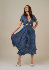 Nina Tie Front Blue Dress