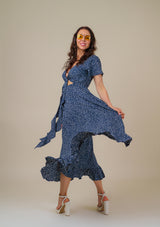 Nina Tie Front Blue Dress