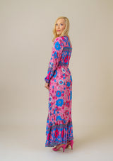 Camella Blue Flowers Purple Dress