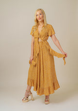 Nina Tie Front Mustard Dress