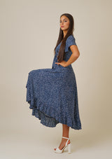 Nina Tie Front Blue Dress
