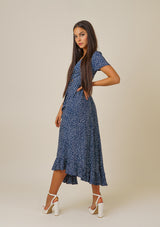 Nina Tie Front Blue Dress