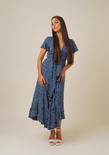 Nina Tie Front Blue Dress
