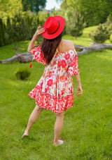Ami Red White Midi Dress