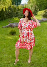 Ami Red White Midi Dress