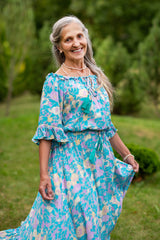 Dream Gold Rose Blue Dress